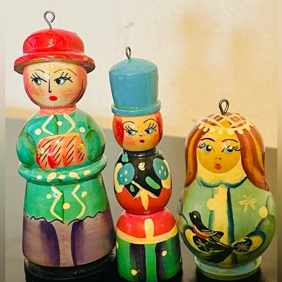 Artisan Made Other - Three Folk Art Handpainted Figurine Ornaments